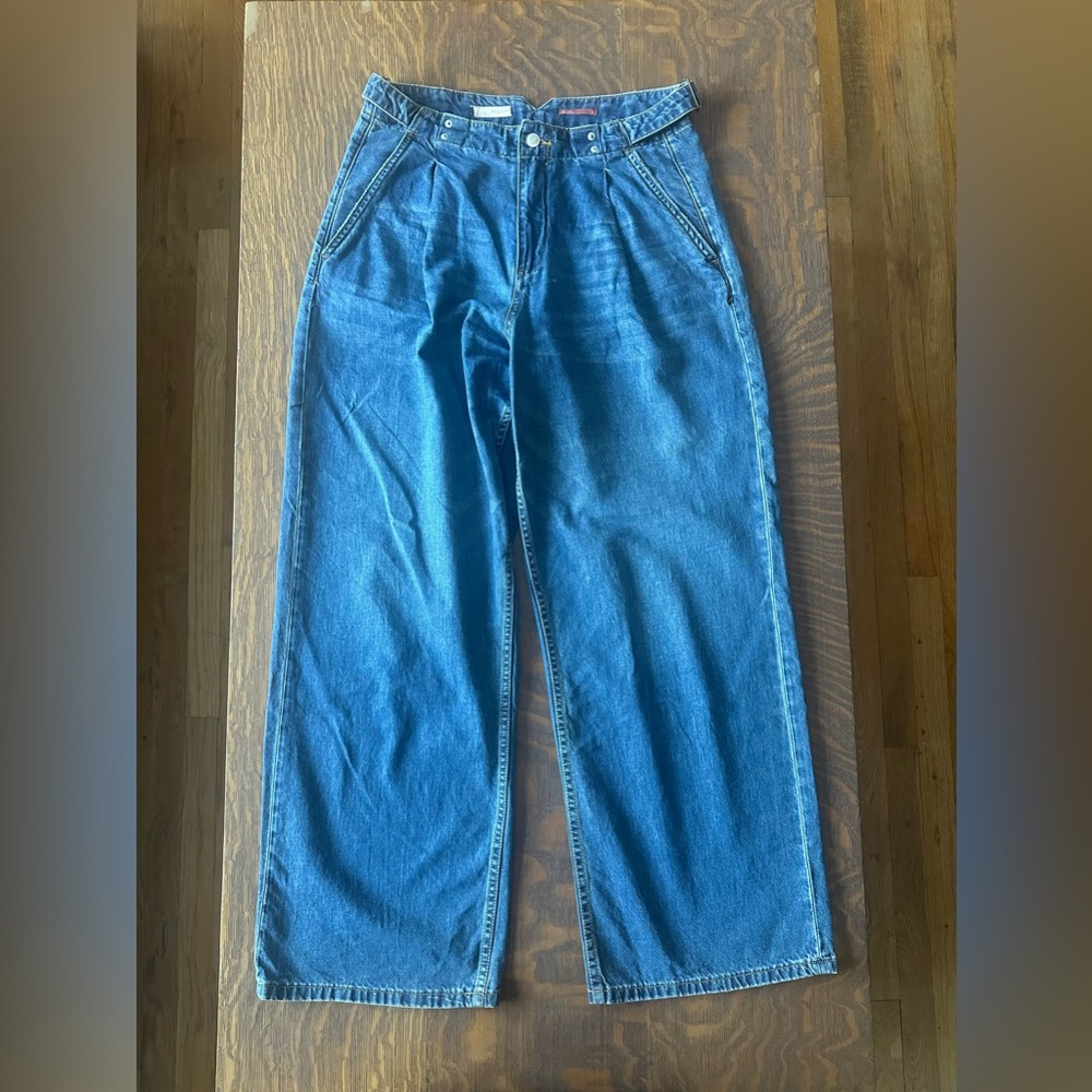 Pilcro Anthropologie Jeans Size 28 High Rise Wide Leg Adjustable Waist
